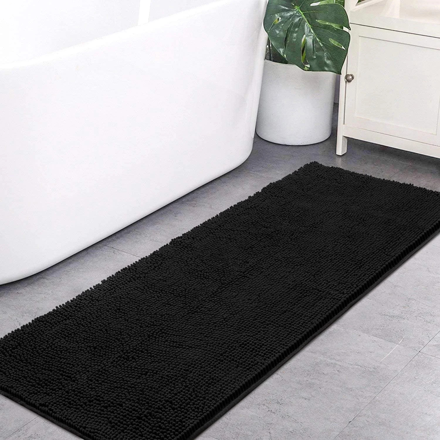 Softlife Luxury Soft Bathroom Non-Slip Rug Shaggy Bath Mat,24"x36",Black | Walmart (US)