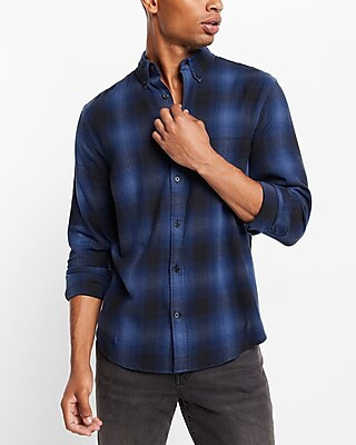 Slim Plaid Stretch Flannel Shirt | Express