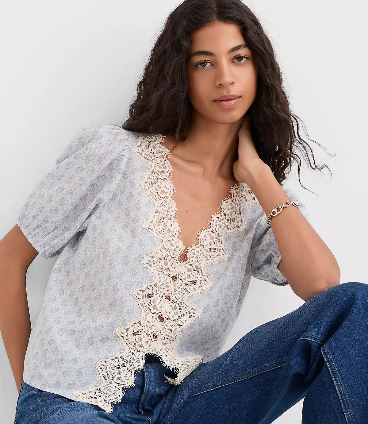 Paisley Eyelash Lace Blouse | LOFT