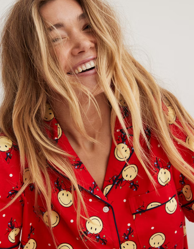 Aerie Smiley® Flannel Pajama Shirt | Aerie