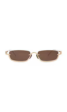 Gucci Rectangular Sunglasses in Gold & Brown from Revolve.com | Revolve Clothing (Global)