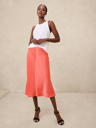 Satin Crepe Midi Slip Skirt | Banana Republic Factory