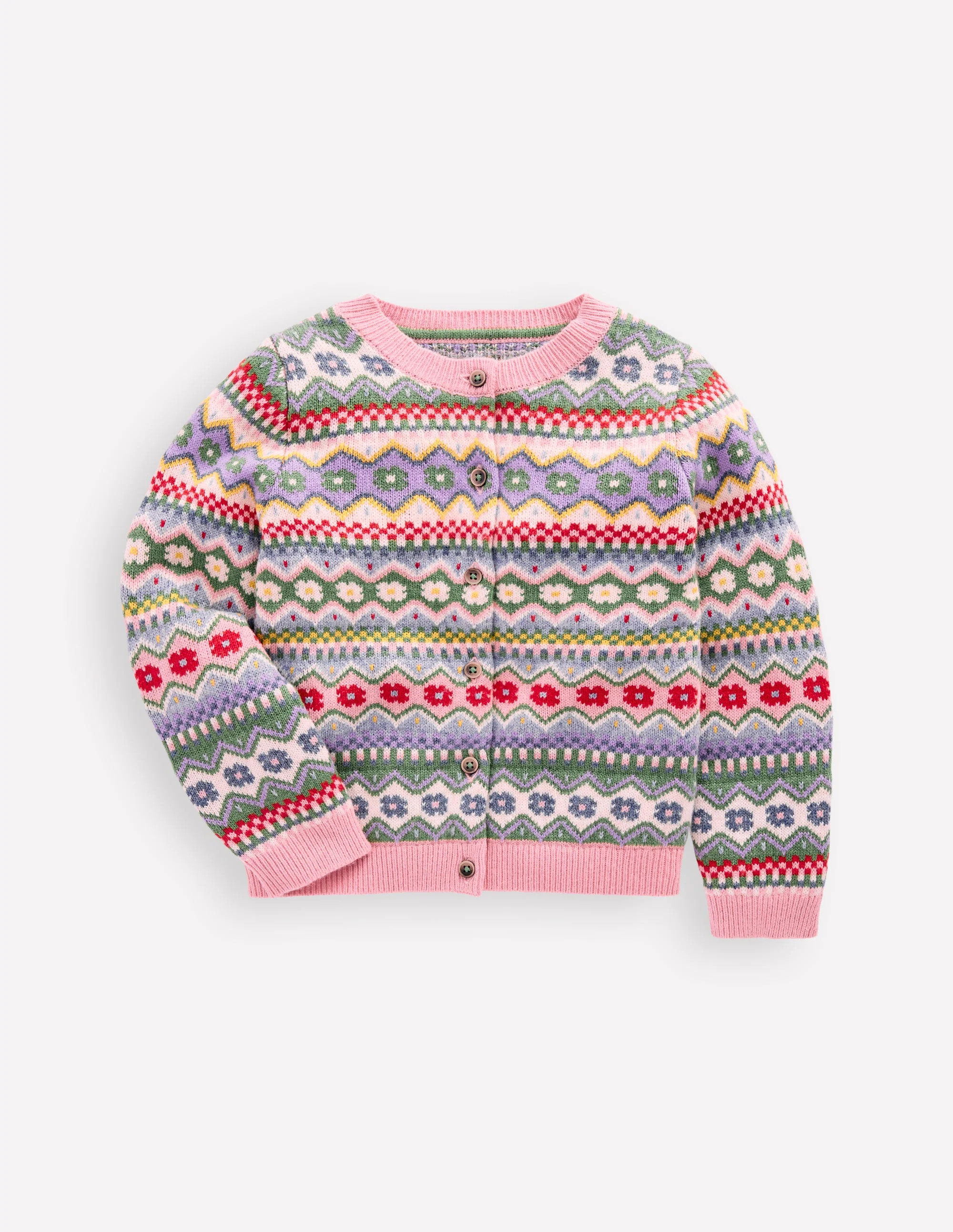 Edie Fair Isle Cardigan-Glacier Blue Pretty Flowers | Boden (US)