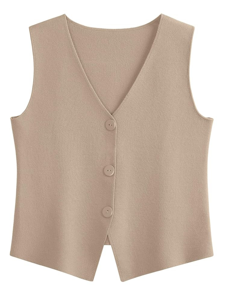 LILLUSORY Sweater Vest Women Sleeveless V Neck Trendy Spring Tops Dressy Button Up 2025 Knit Work... | Amazon (US)