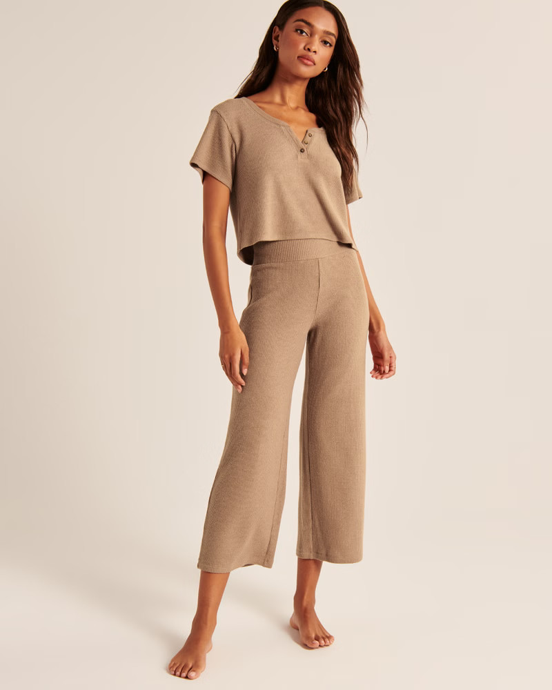 Women's Waffle Lounge Wide Leg Pants | Women's Intimates & Sleepwear | Abercrombie.com | Abercrombie & Fitch (US)