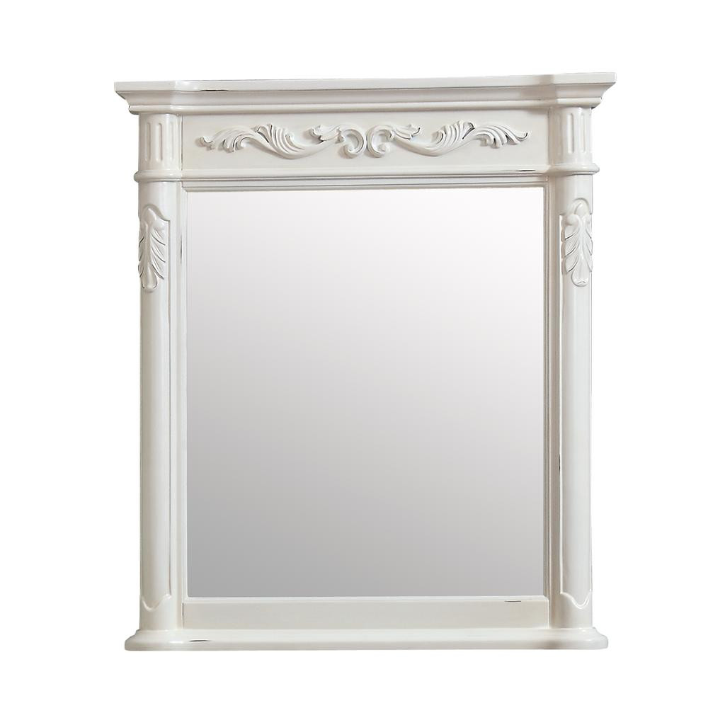 Avanity Provence 30 in. W x 34 in. H Framed Rectangular Bathroom Vanity Mirror in Antique White | The Home Depot