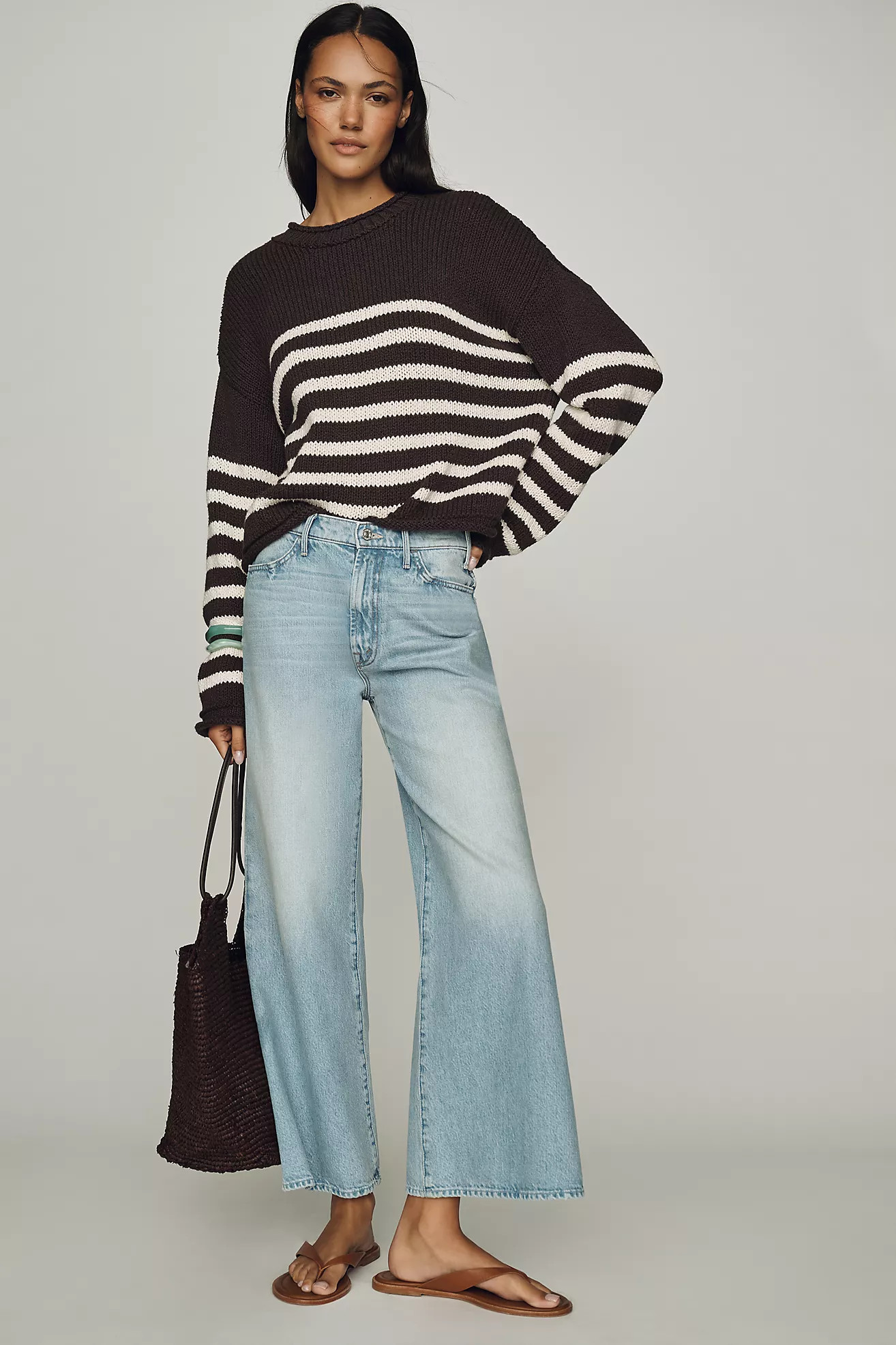 MOTHER Hustler Roller Ankle High-Rise Wide-Leg Jeans | Anthropologie (US)