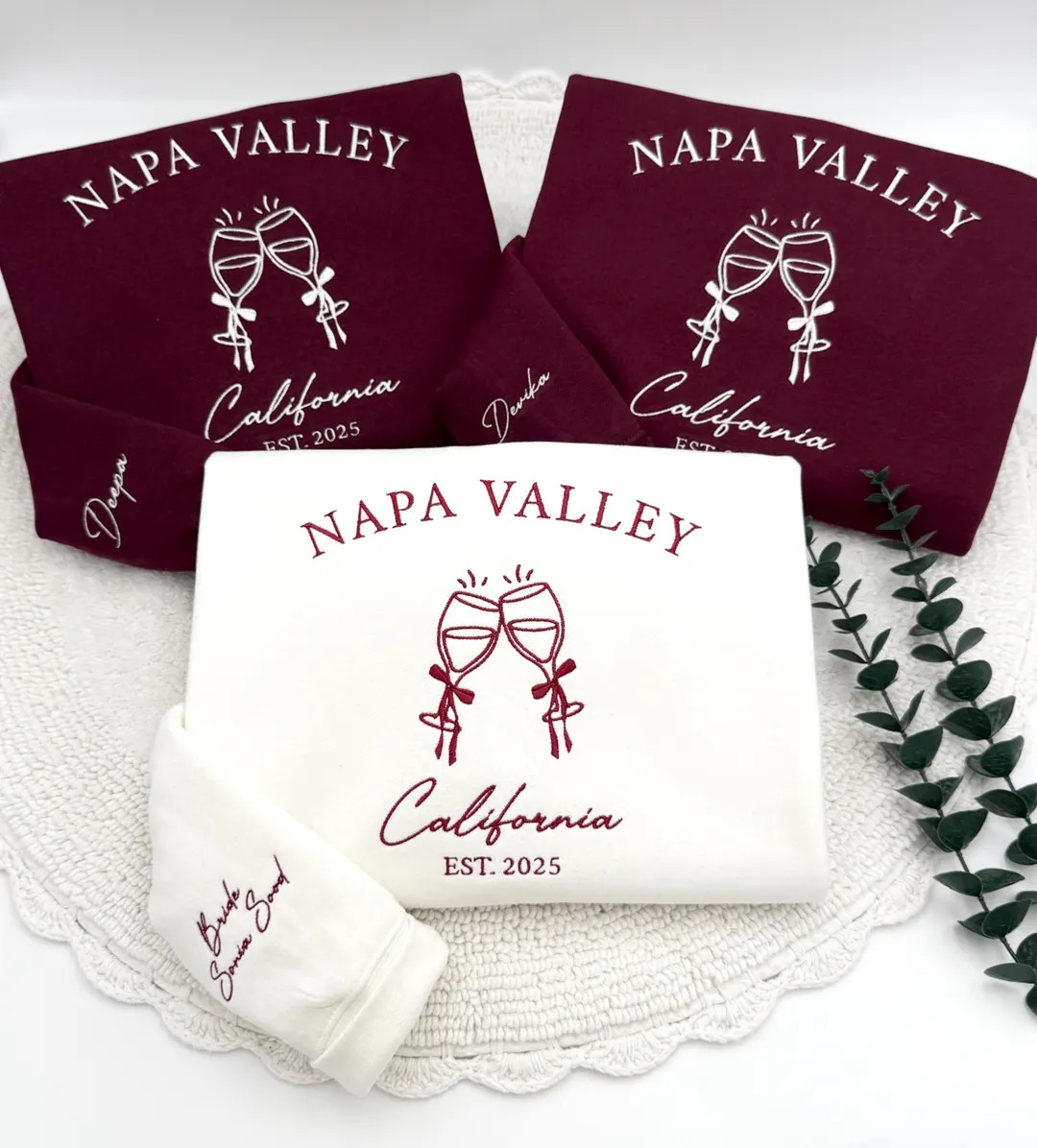 Embroidered Napa Valley Crewneck: Wine Country Bachelorette Sweatshirt - Etsy | Etsy (US)