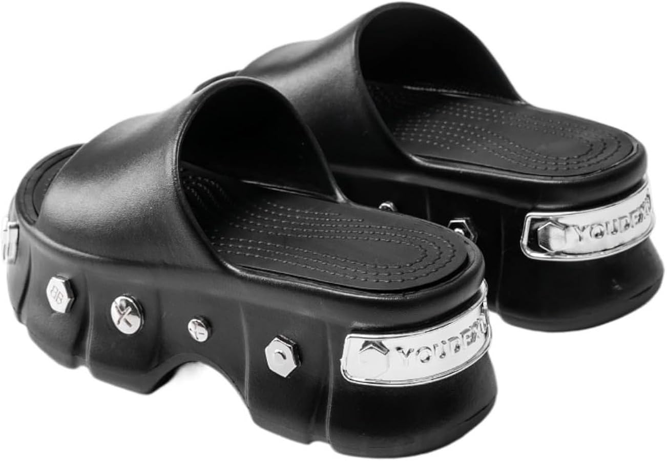 Platform Rivet Slides Sandals for Women Non Slip Strap Flat Summer Shoes for Beach Vacation Daily... | Amazon (US)