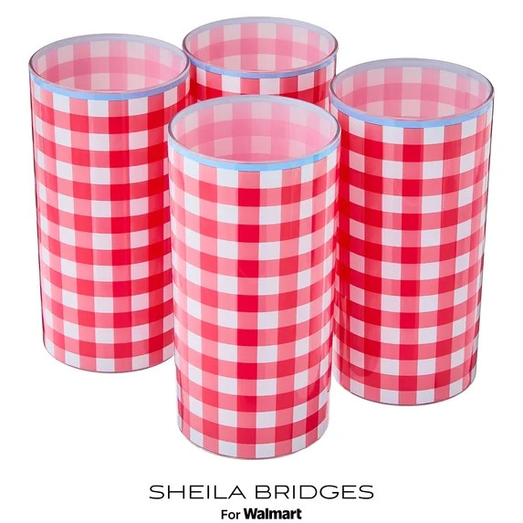 Sheila Bridges Philadelphia Collection Red Gingham Tumblers, 4 Count | Walmart (US)