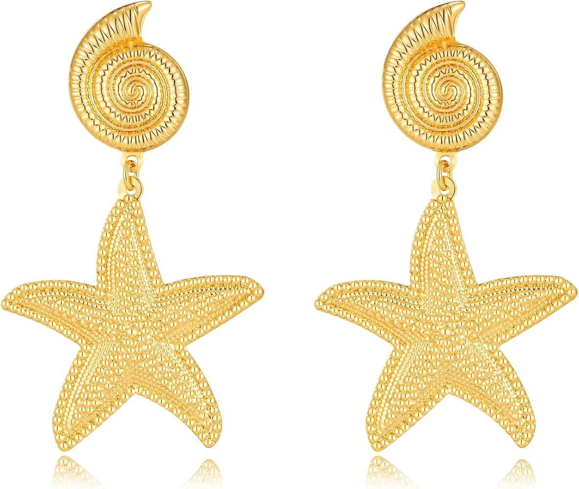 Gold/Silver Shell Dangle Earrings for Women Seashell Drop Dangle Earrings Ocean Beach Earrings Su... | Amazon (US)