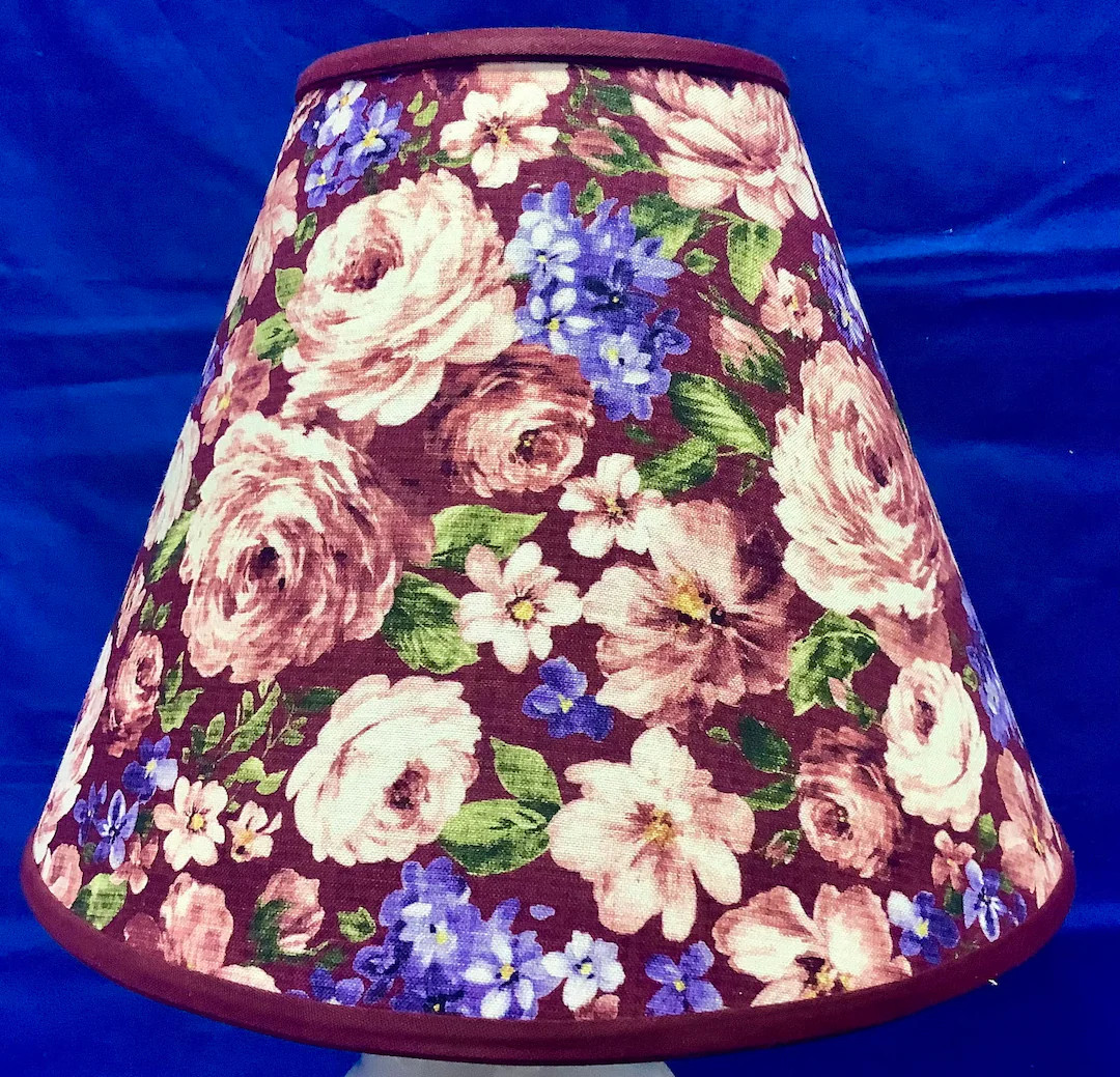 Roses on Burgundy New Pattern Lamp Shade - Etsy | Etsy (US)