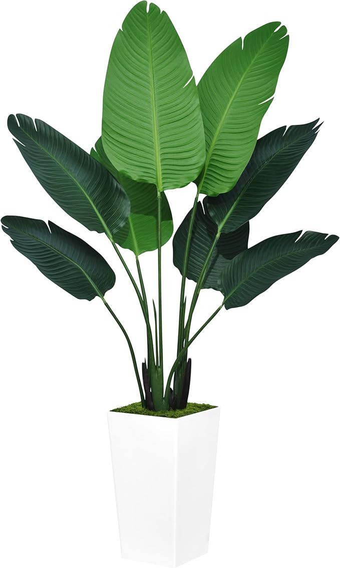 ASTIDY Bird of Paradise Artificial Plant 5FT - Faux Tropical Palm Tree with White Tall Planter - ... | Amazon (US)