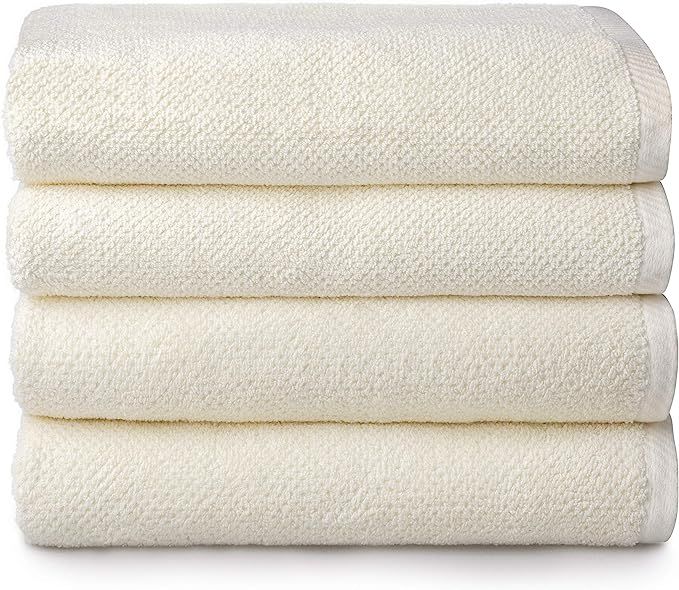 Welhome Franklin Premium | 4 Piece Bath Towel Sets | Popcorn Textured Cream Bathroom Towels | Hot... | Amazon (US)