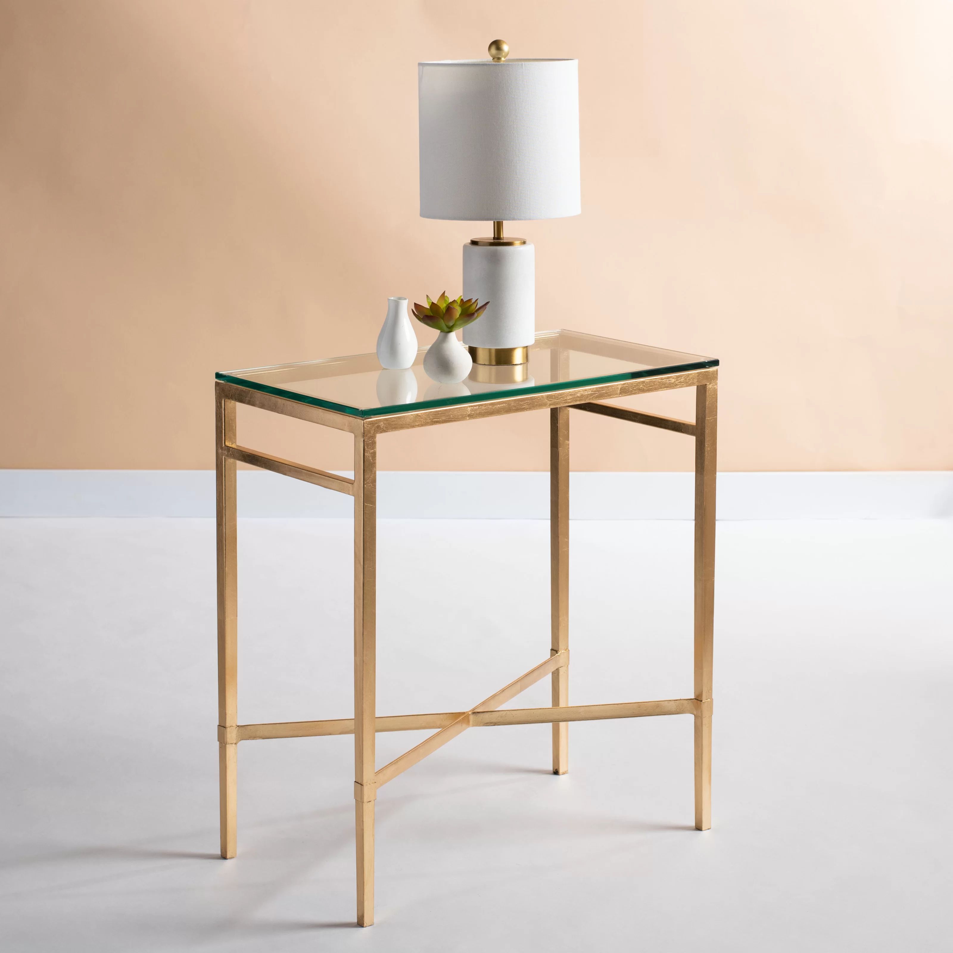 Genevieve Glass Top End Table | Wayfair Professional