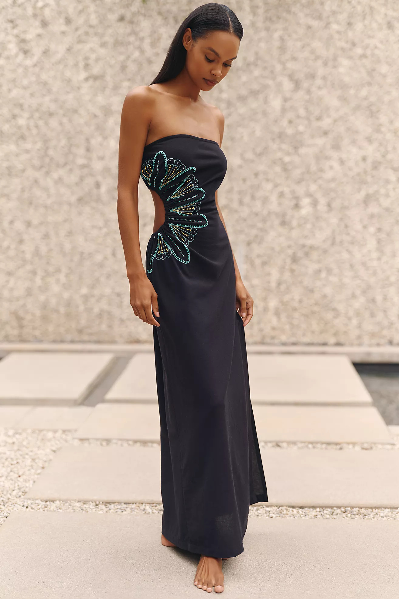 Aliza Strapless Linen Blend Maxi Dress | Anthropologie (US)