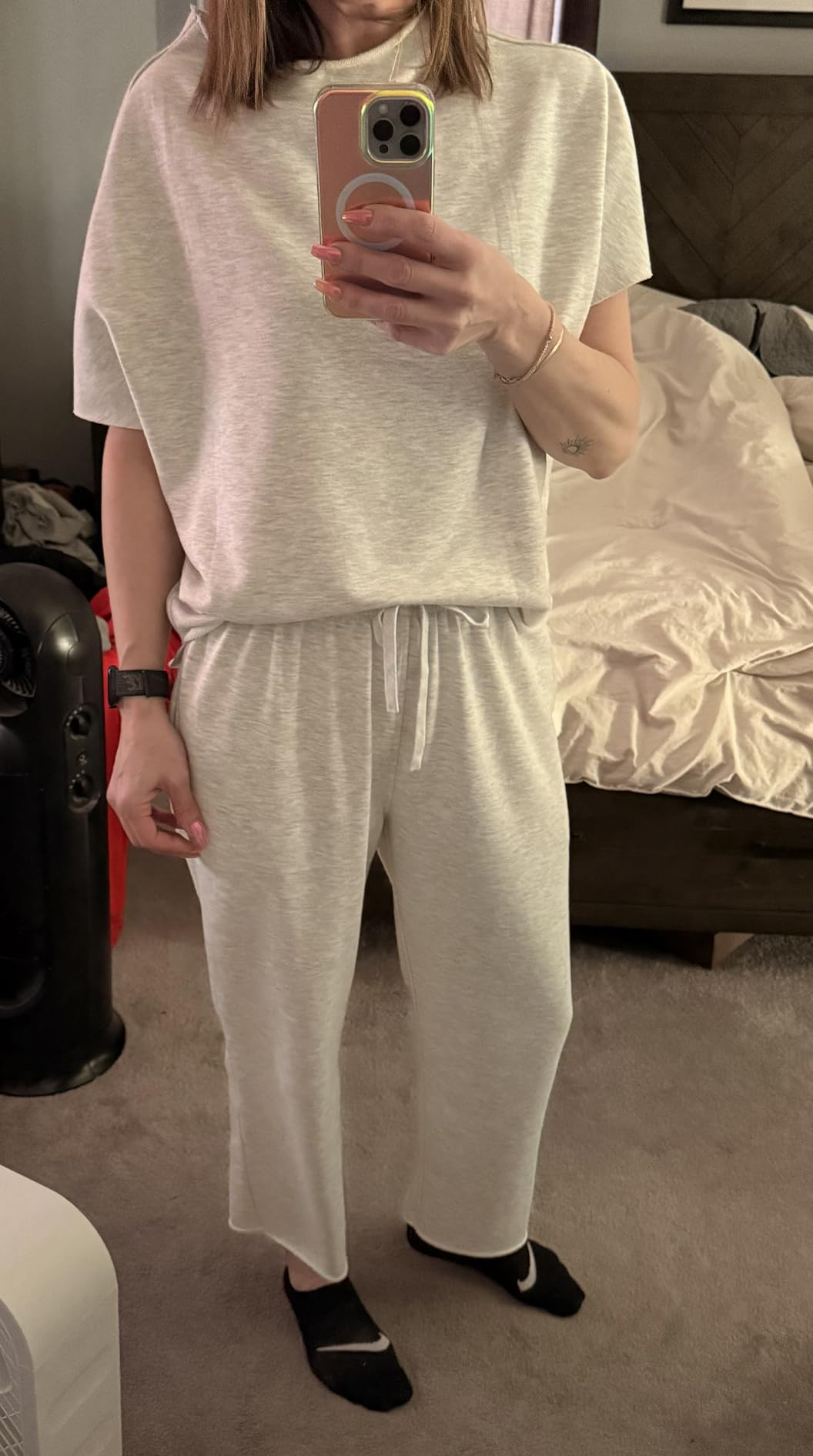 Women's Two Piece Outfits 3/4 Batwing Sleeve Capelet Crew Neck Pullover Top Wide Leg Pants Lounge... | Amazon (US)