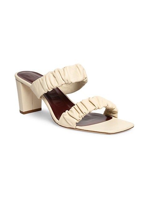 STAUD Frankie Ruched Leather Mules | Saks Fifth Avenue