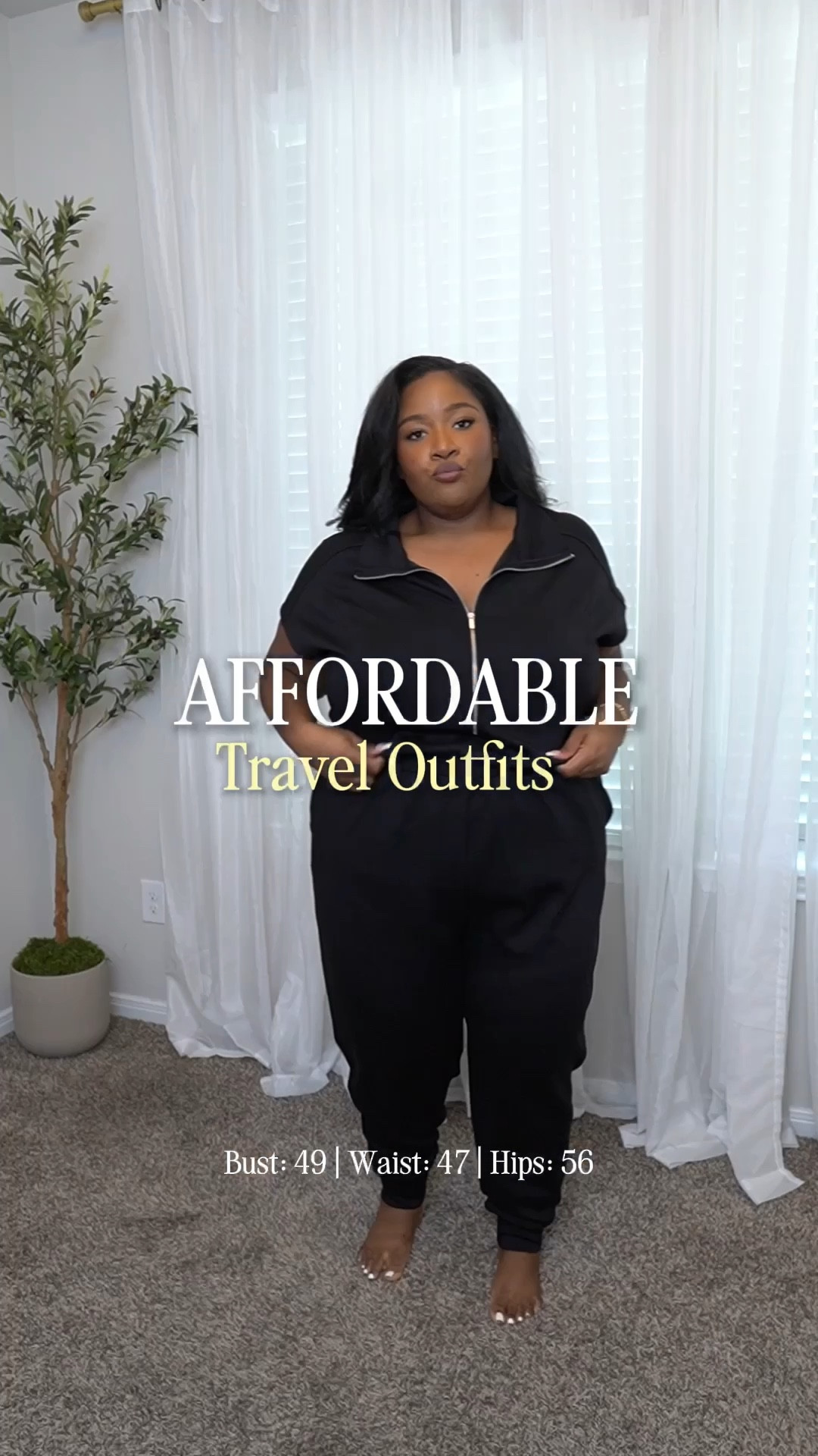 ✨Affordable Plus Size Travel Outfits!
(Blk size 1X | Brown size XXL)
I’m loving the Walmart Scoop Women’s Scuba Knit Jumpsuit. It’s under $40, super flattering, and sizing goes up to 4X. Such an easy travel outfit to look effortless and put together.
✨ Paired with the Avia 5000 sneakers from Walmart and my New Balance sneakers.