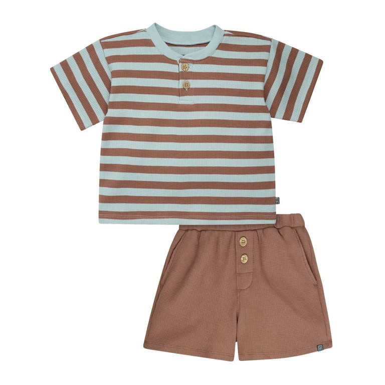 Modern Moments by Gerber Toddler Boy Henley Top and Short Outfit Set, 2-Piece, 12 Months - 5T | Walmart (US)
