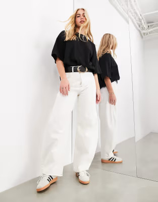ASOS EDITION Sydney denim high waist barrel leg jean in ecru | ASOS (Global)