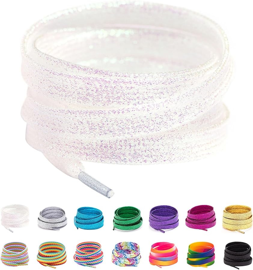 Booyckiy 31-71" Flat Colorful Fashion Sneakers Shoelaces, Rainbow Shoe Laces | Amazon (US)