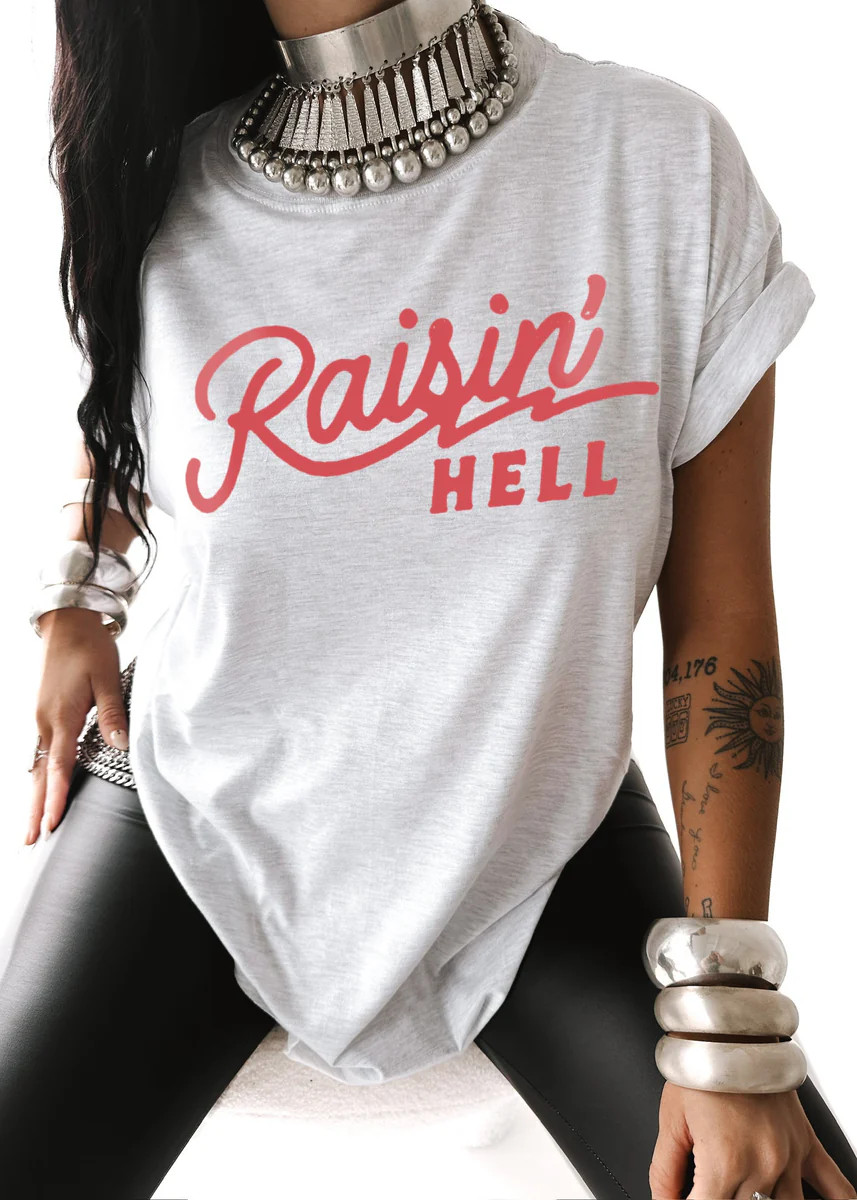 RAISIN' HELL VINTAGE SIDE SLIT TEE | Pebby Forevee