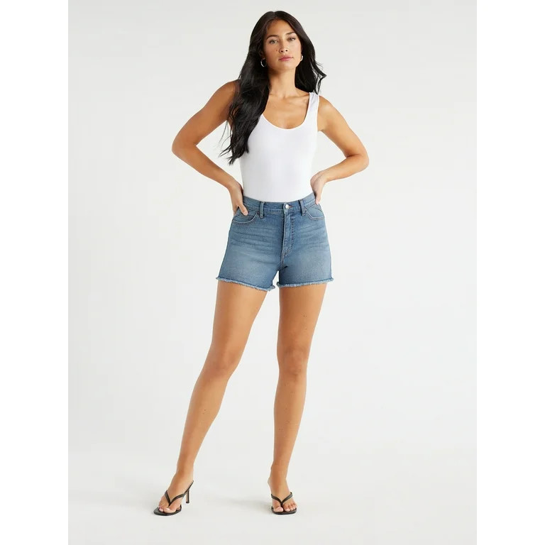 Sofia Jeans Women's Chi Shortie High Rise Fray Hem Shorts, 3.5" Inseam, Sizes 2-20 - Walmart.com | Walmart (US)