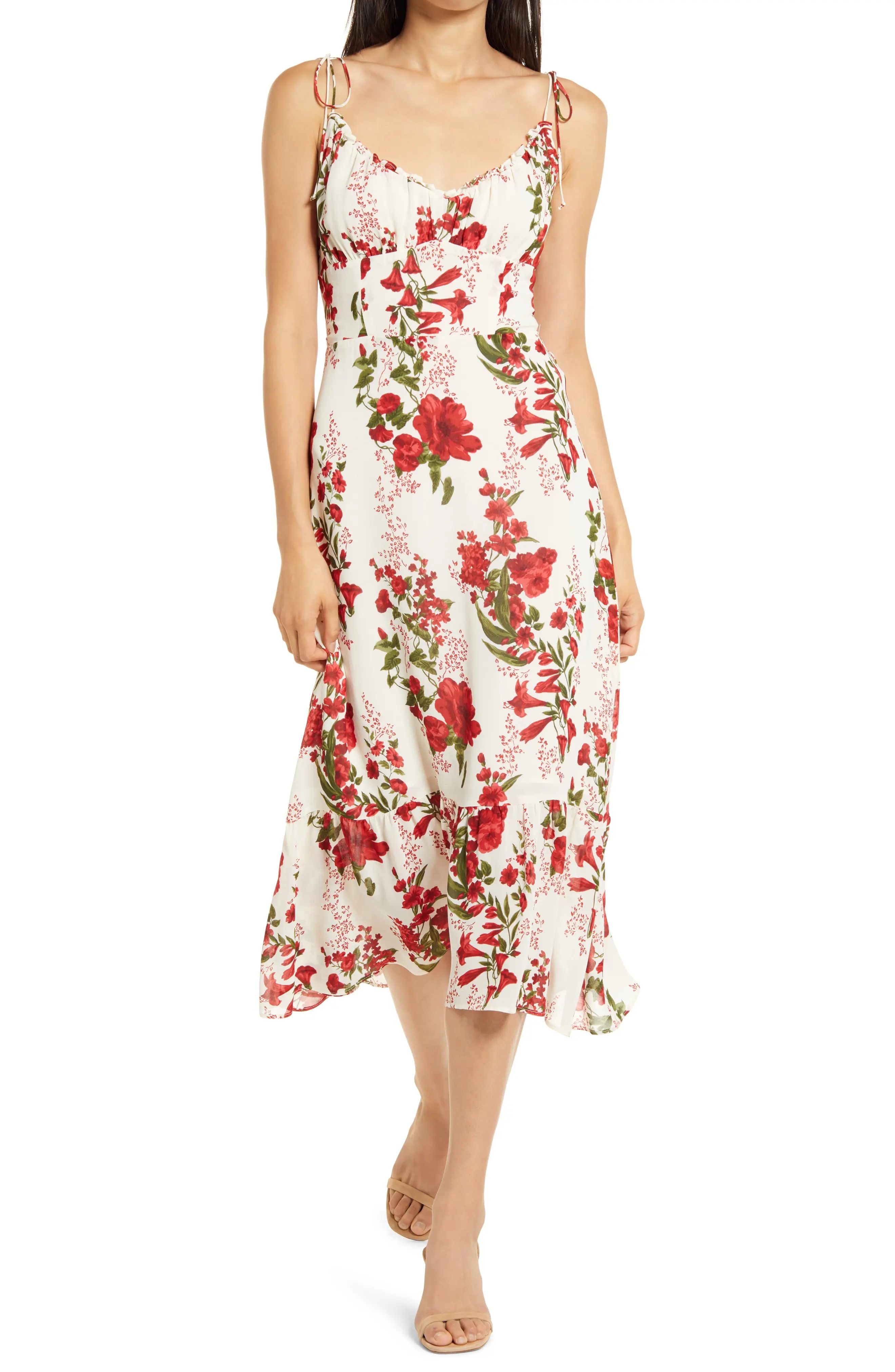 Women's Reformation Embry Floral Midi Dress, Size 2 - White | Nordstrom