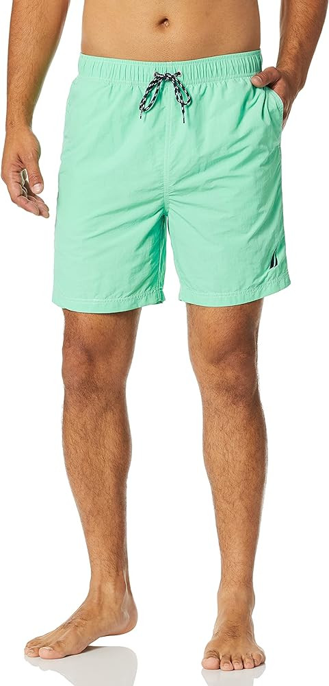 Nautica Men's Solid Quick Dry Classic Logo Swim-Trunk | Amazon (US)