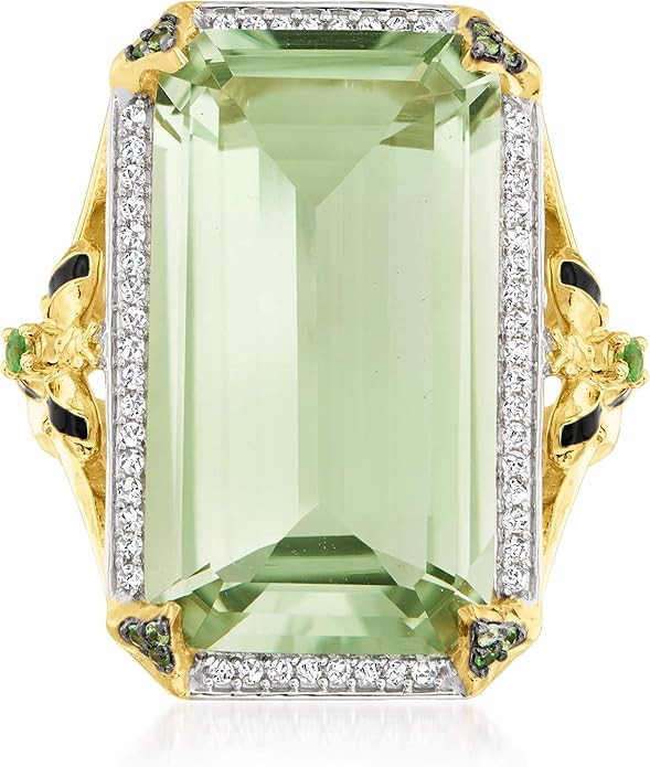 Ross-Simons 16.00 Carat Prasiolite and .20 ct. t.w. White Topaz Bumblebee Ring With Black Enamel ... | Amazon (US)
