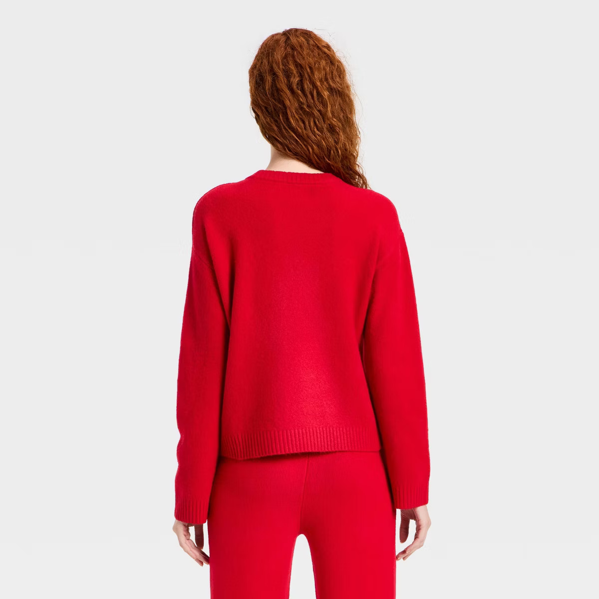 Women's Long Sleeve Cozy Alpine Knit Bouclé Crewneck Pullover Sweater - Universal Thread™ Red | Target