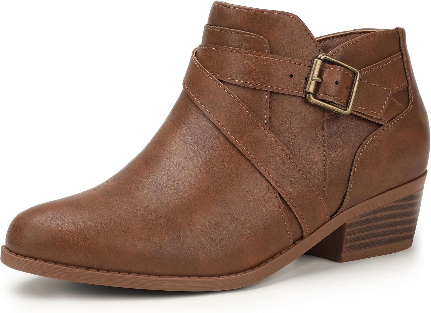 IDIFU Womens Ankle Boots Low Heel Chunky Fall Dress Booties | Amazon (US)