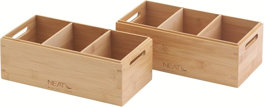 Set of 2 Stackable Bamboo Wood Storage Boxes with Handles | Amazon (US)