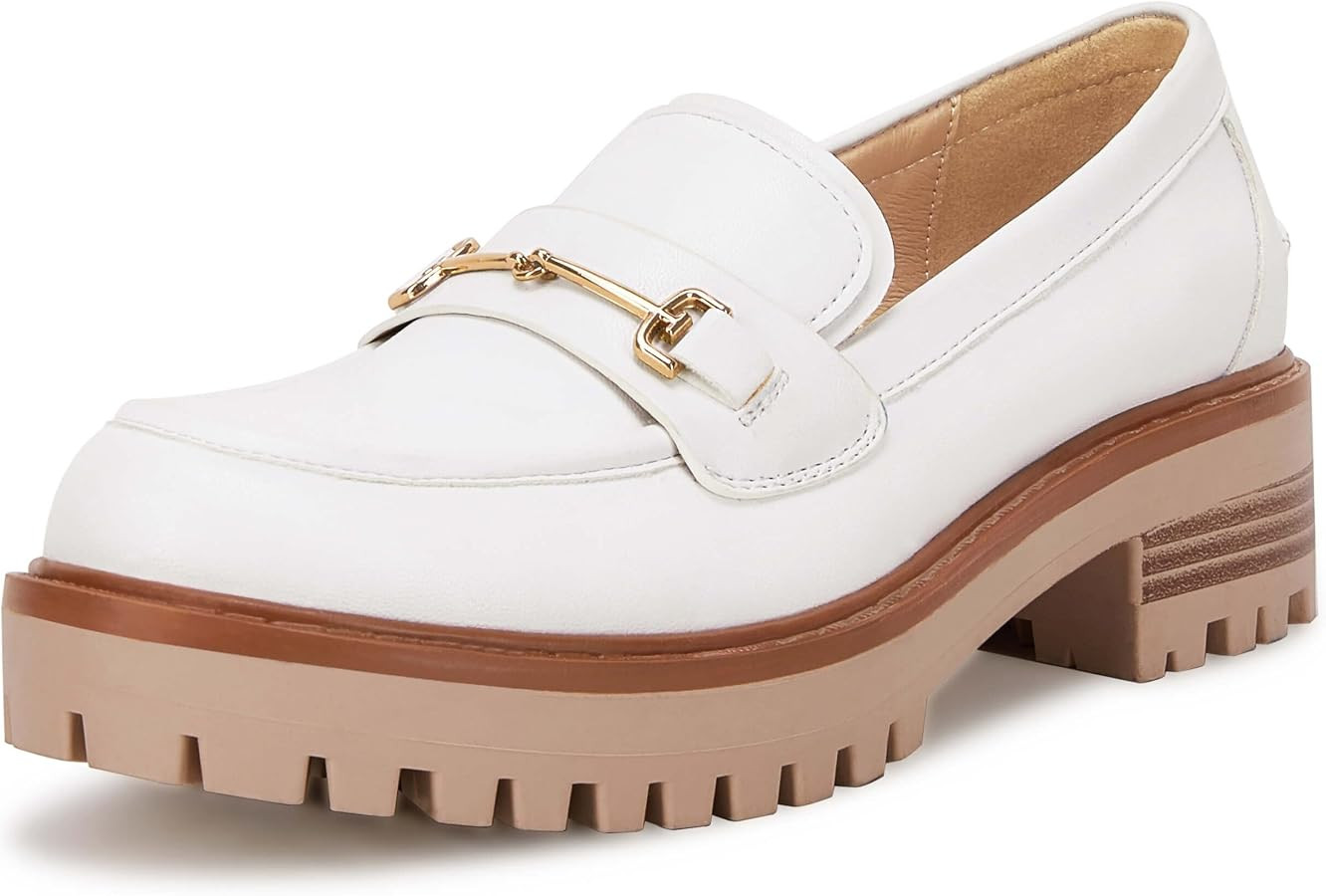 VETASTE Women's Platform Chunky Heel Loafers Slip on Business Casual Shoes | Amazon (US)