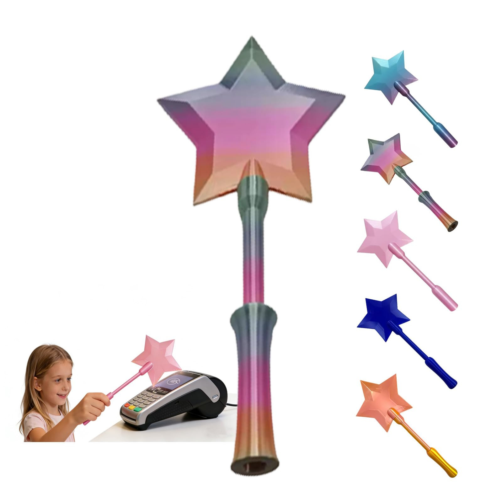 Fairy Wand Credit Card Holder，3D Printed Tap to Pay Wands，Star Magic Wand Contactless Payment Holder，Star Wands for Easy Checkout Suitable Scenarios for Credit Card Payment (Rainbow) | Amazon (US)