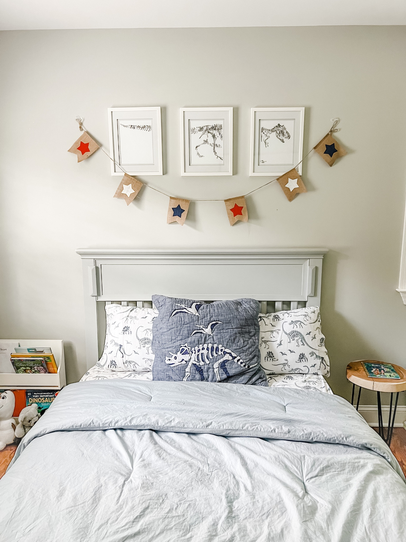 Swapping sheets and artwork to upgrade from toddler room to big boy room. Totally recommend a 4 in 1 bed that can grow with them from a crib to a toddler bed to a full 👏🏼🦖

Artwork - I bought frames with a double matte, removed the 5x7 matte to make it an 8x10 for the artwork. 

#LTKfamily #LTKkids #LTKhome