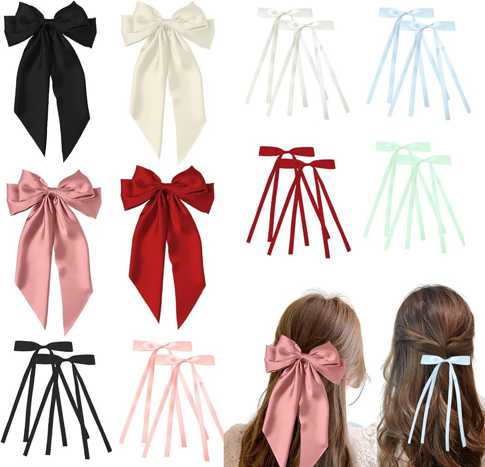 TEXIJUSO 18pcs Hair Bows for Women Girls, 4pc Big Silky Satin Ribbon Hair Clips and 12pc Bow Hair... | Amazon (CA)
