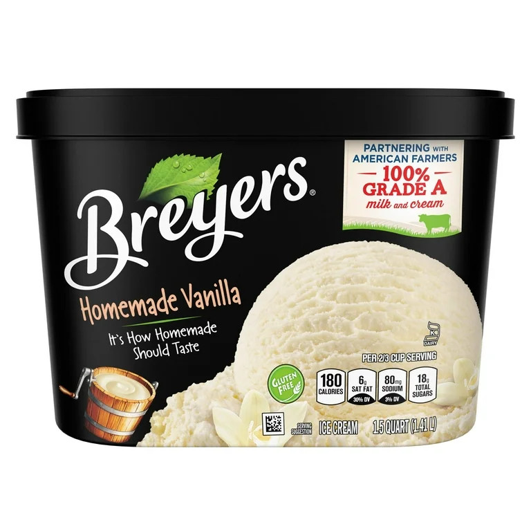 Breyers Homemade Vanilla Ice Cream Gluten-Free Frozen Dessert Kosher Dairy Milk,1.5 Quart - Walma... | Walmart (US)