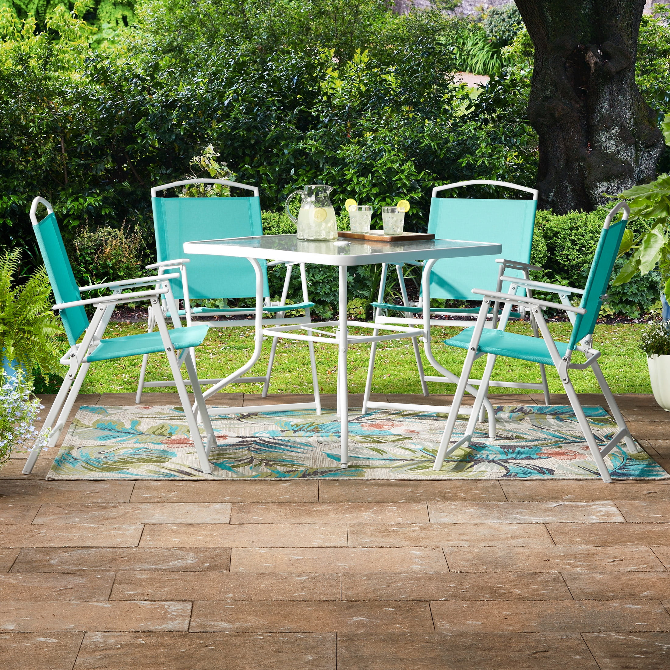 Mainstays 5pc Albany Lane Dining Set, Turquiose, Outdoor Living - Walmart.com | Walmart (US)