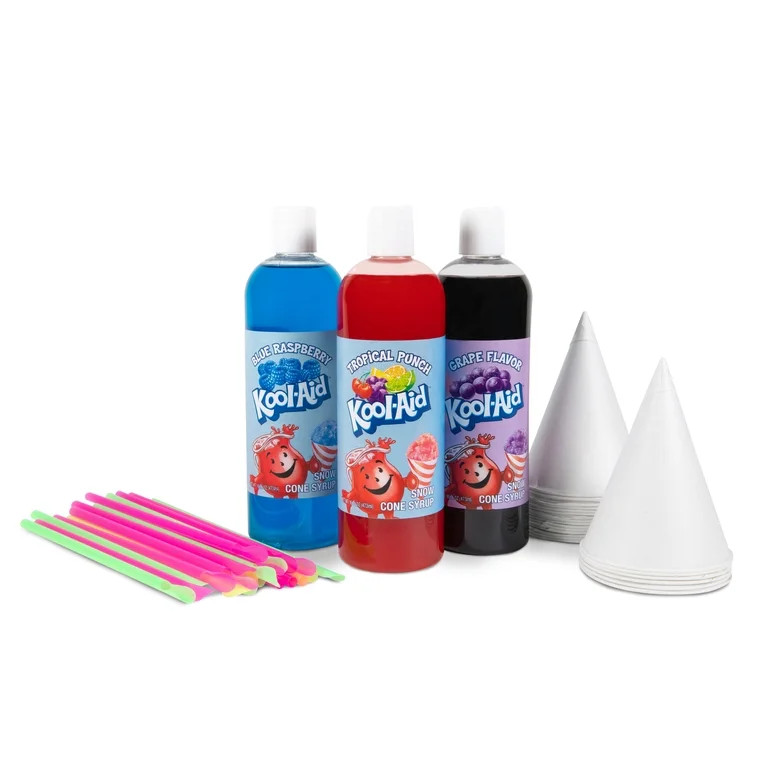 Kool-Aid Snow Cone Syrup Party Kit, 3 x 16 oz Flavored Syrups with Snow Cone Cups and Spoon Straw... | Walmart (US)