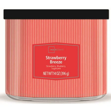Mainstays 3-Wick Textured Strawberry Breeze Candle, 14 oz | Walmart (US)
