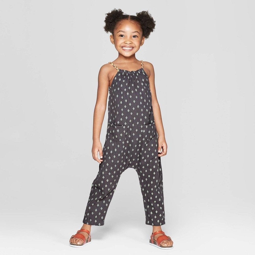 Toddler Girls' Diamond Romper Bodysuit - art class Black 3T | Target