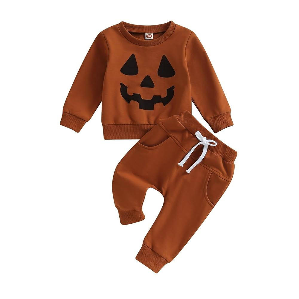 Infant Baby Boy Halloween Outfit Long Funny Pumpkin Shirts Pant Set Toddler Fall Clothes 6 12 18 ... | Amazon (US)