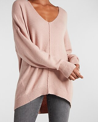 Seamed V-Neck Tunic Sweater | Express