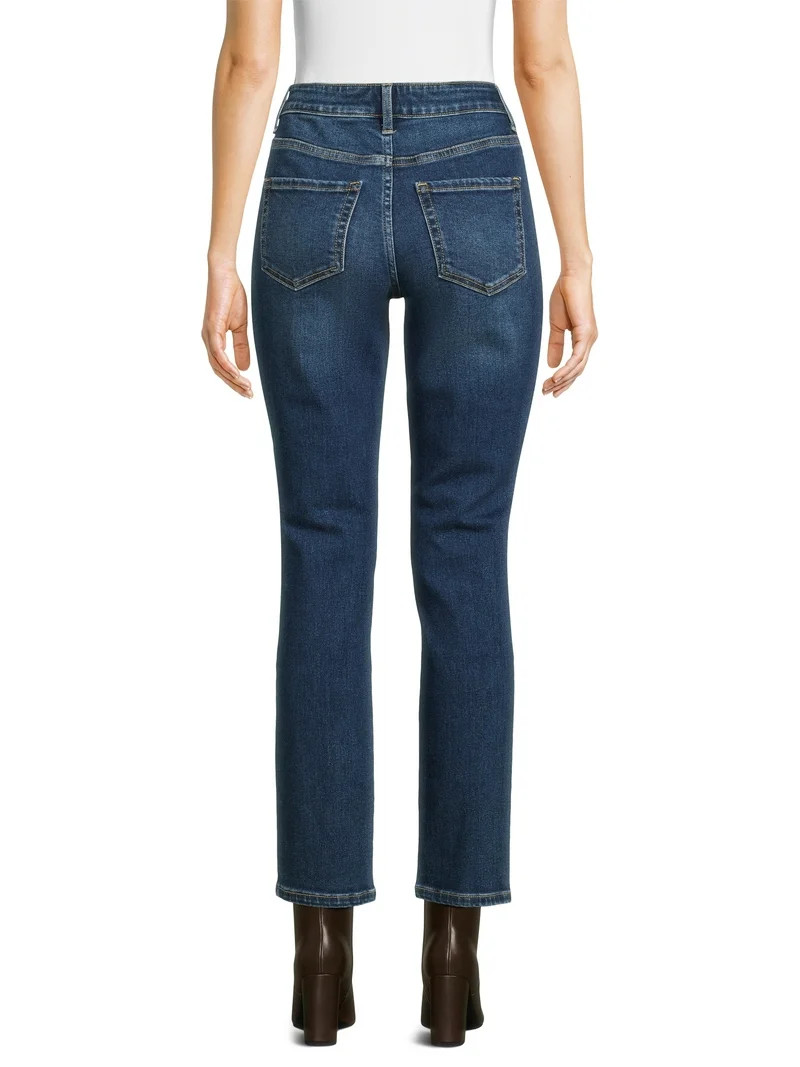 Time and Tru Women’s Mid Rise Straight Leg Jeans, Sizes 0-22, Regular & Short Inseams | Walmart (US)
