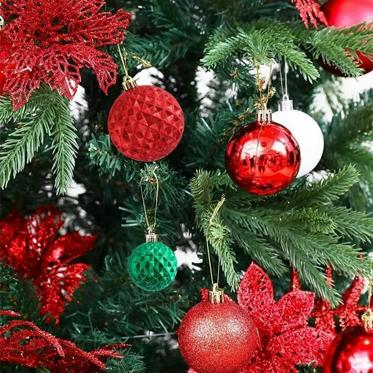 Christmas Tree Ball Ornaments 45Pack Christmas Tree Decorations 80mm/3.15" Red Green & White Chri... | Walmart (US)