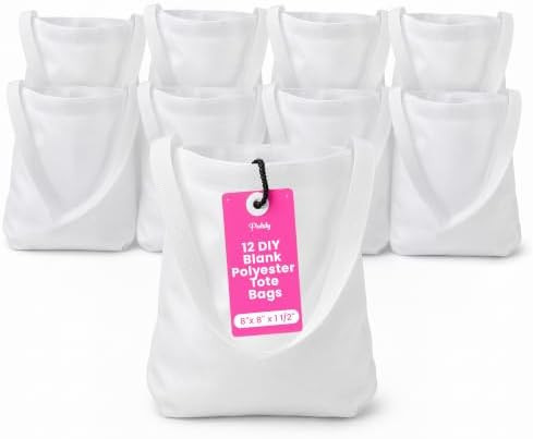 Mini Tote Bags Bulk 12 Pack – DIY Mini Polyester Tote Bags 8" x 8" x 1 1/2" | for Arts, Crafts,... | Amazon (US)