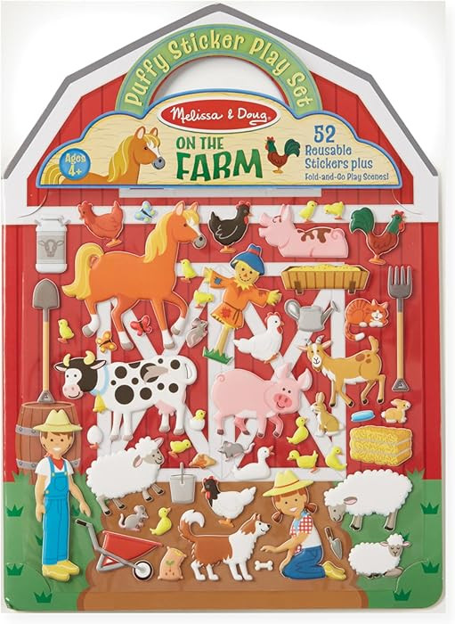 Melissa & Doug Puffy Sticker Play Set – On The Farm, 52 Reusable Stickers with 2 Fold-Out Scene... | Amazon (US)