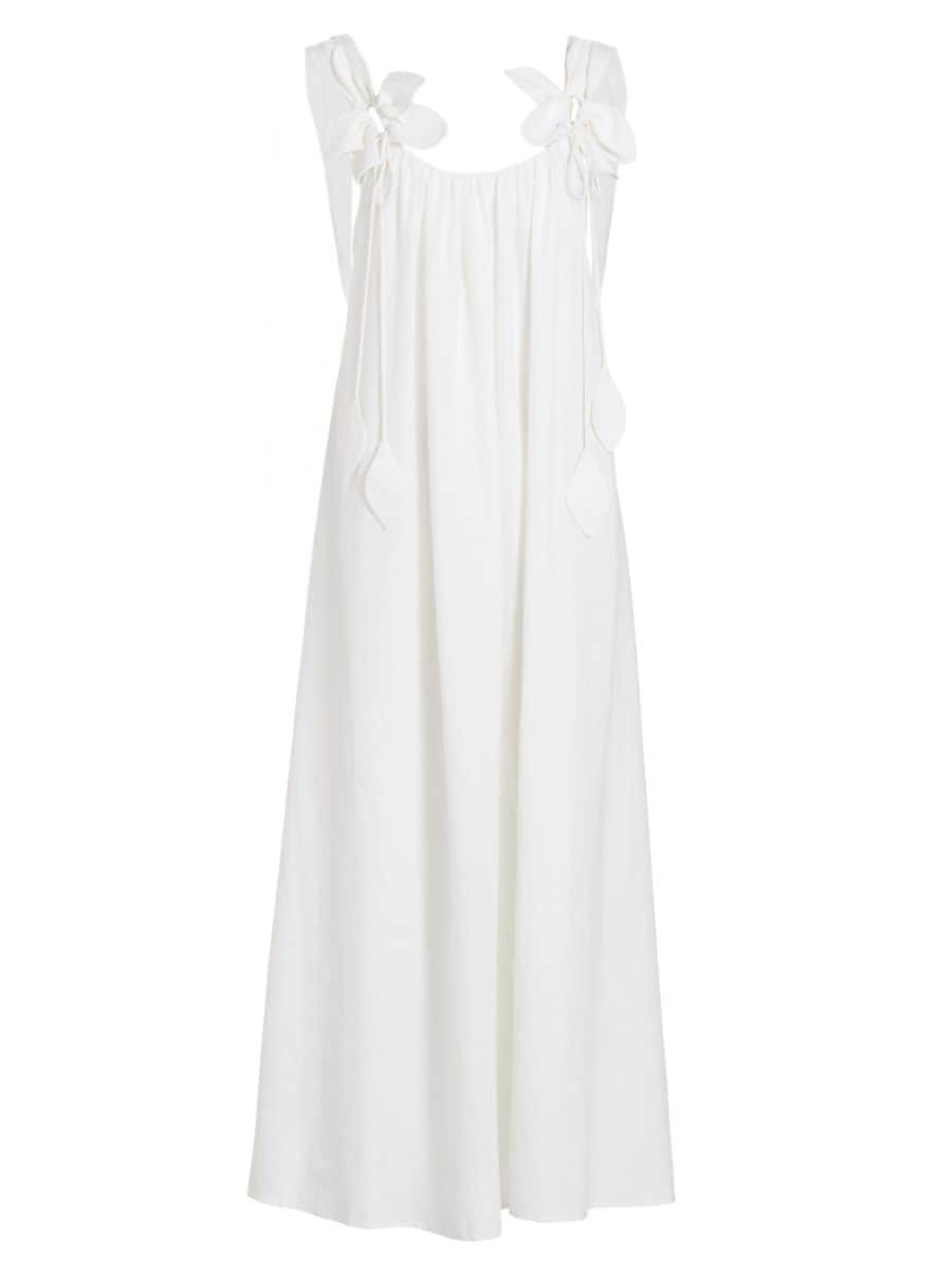 Linen-Blend Petal Shift Midi-Dress | Saks Fifth Avenue